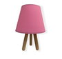 Opviq Lámpara de mesa con pie de madera y pantalla rosa